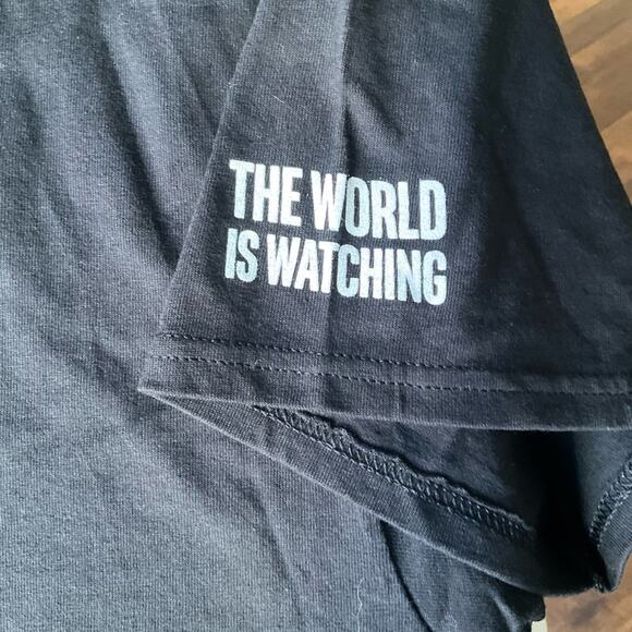 Hanes Men’s Short Sleeve T-shirt size XL, Black, The World Is Watching Ganked - Picture 3 of 7